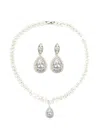 Eye Candy La Women's 2-piece The Luxe May Silvertone & Cubic Zirconia Necklace & Earrings Set In Brass