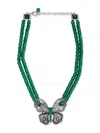 Eye Candy La Women's Azura Silvertone Butterfly Pendant Beaded Necklace