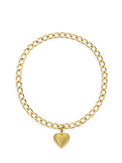 Eye Candy La Women's Charlene Goldtone Heart Pendant Necklace In Brass