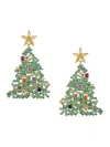 Eye Candy La Women's Cubic Zirconia Christmas Tree Dangle Earrings In Brass