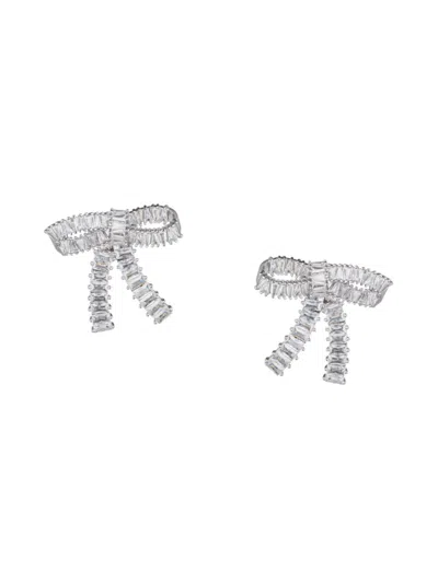Eye Candy La Women's Cubic Zirconia Le Bow Stud Earrings In Brass