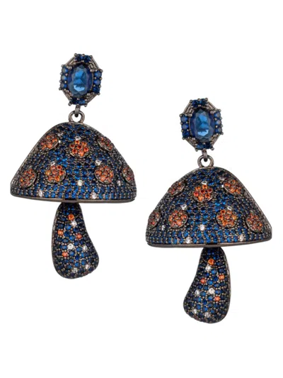 Eye Candy La Women's Cubic Zirconia Mushroom Dangle Earrings In Brass