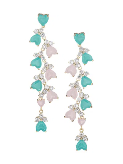 Eye Candy La Cz Elsie Teal Hearts Dangle Earrings In Blue