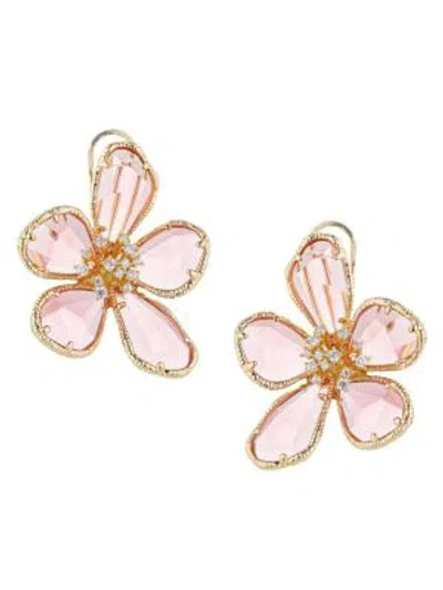Eye Candy La Women's Georgia 18k Goldplated & Cubic Zirconia Flower Earrings