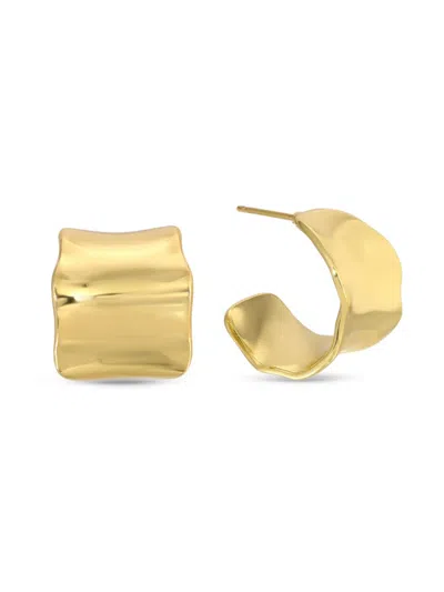 Eye Candy La Women's Golden Amelia Goldtone Hammered Stud Earrings