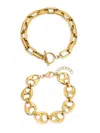 Eye Candy La Women's Golden Bianca 2-piece Goldtone Titanium Link Chain Bracelet Set In Gold