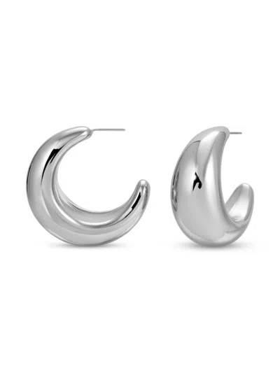 Eye Candy La Women's Golden Camila Silvertone Half Hoop Earrings