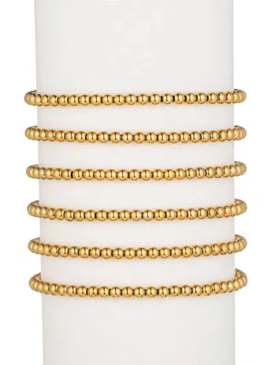 Eye Candy La Women's Golden Elisa 6-piece Goldtone Beaded Bracelet Set In Yellow Gold