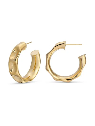 Eye Candy La Women's Golden Evelyn Goldtone Hammered Half-hoop Earrings In Silver