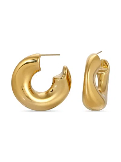 Eye Candy La Women's Golden Gianna Bean Goldtone Half Hoop Earrings