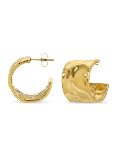 Eye Candy La Women's Golden Giulia Hammered Goldtone Half Hoop Earrings In Yellow Gold