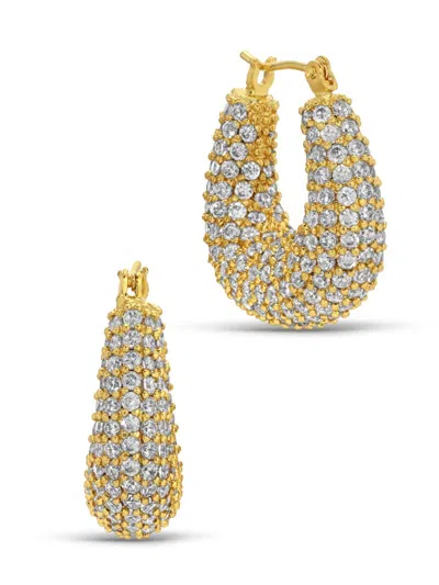 Eye Candy La Women's Golden Naples Goldtone & Cubic Zirconia Hoop Earrings