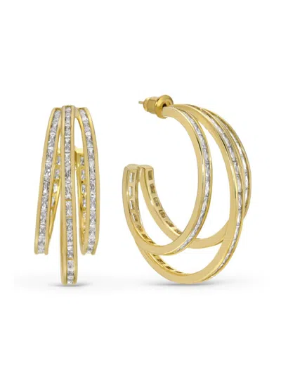 Eye Candy La Women's Golden Olivia Goldtone & Cubic Zirconia Half Hoop Earrings