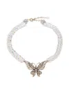 Eye Candy La Women's Goldtone, Acrylic Beads, Glass Crystals & Cubic Zirconia Butterfly Necklace In Silver