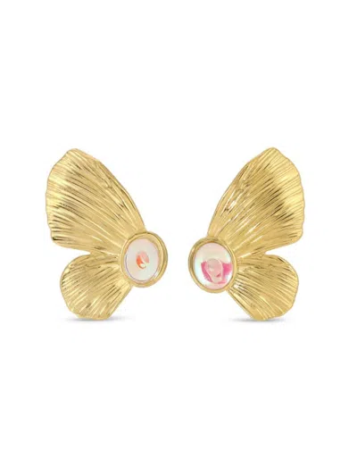 Eye Candy La Women's Isabella Goldtone & Cubic Zirconia Butterfly Stud Earrings In Neutral