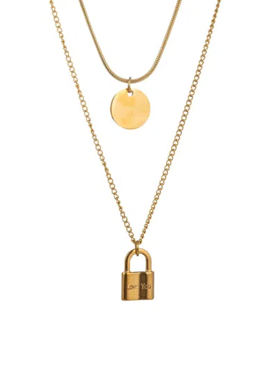 Eye Candy La Women's Juliette Lock My Heart Goldtone Layered Pendant Necklace In Brass