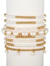 Eye Candy La Women's Katrina 8-piece Beads, Shell & Glass Pearl Bracelet Set In Neutral