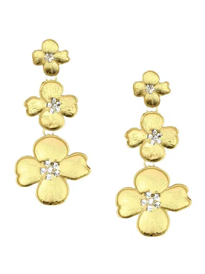 Eye Candy La Women's Lucia 18k Goldplated & Cubic Zirconia Daisy Drop Earrings In Brass