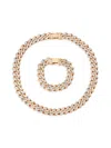 Eye Candy La Women's Lux Aya 2-piece Goldtone, Cubic Zirconia Chain Necklace & Bracelet Set In Brass