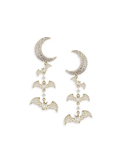 Eye Candy La Women's Luxe 14k Goldplated & Cubic Zirconia Moon Bats Drop Earrings In Brass