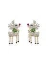 Eye Candy La Women's Luxe 14k Goldplated & Cubic Zirconia Reindeer Drop Earrings In Brass