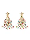 Eye Candy La Women's Luxe 14k Goldplated & Cubic Zirconia Xmas Tree Dangle Drop Earrings In Brass
