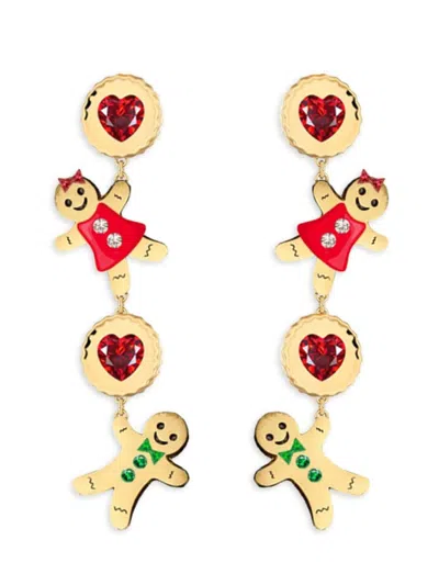 Eye Candy La Women's Luxe 14k Goldplated, Cubic Zirconia & Enamel Ginger Break Drop Earrings In Brass