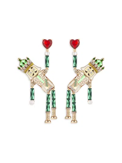 Eye Candy La Women's Luxe 14k Goldplated, Simulated Pearl & Cubic Zirconia Nutcracker Drop Earrings In Brass