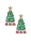 Eye Candy La Women's Luxe 14k Goldplaterd & Cubic Zirconia Christmas Tree Drop Earrings In Brass