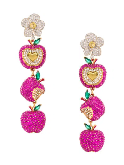 Eye Candy La Women's Luxe 18k Goldplated & Cubic Zirconia Apple Dangle Earrings In Brass