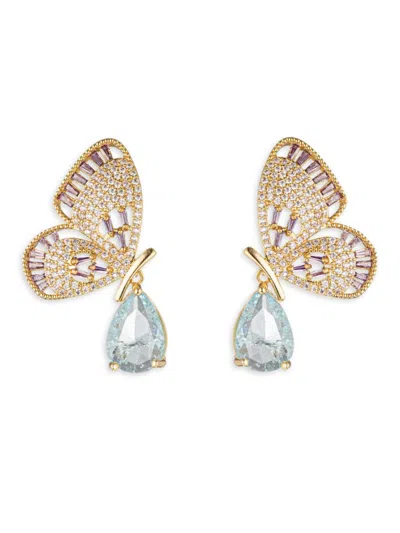 Eye Candy La Women's Luxe 18k Goldplated & Cubic Zirconia Butterfly Drop Earrings In Brass