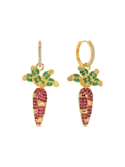 Eye Candy La Women's Luxe 18k Goldplated & Cubic Zirconia Carrot Drop Earrings In Brass
