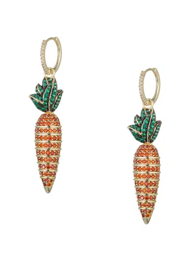 EYE CANDY LA WOMEN'S LUXE 18K GOLDPLATED & CUBIC ZIRCONIA CARROT SHAPED DROP EARRINGS