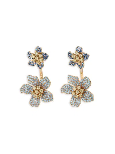 Eye Candy La Women's Luxe 18k Goldplated & Cubic Zirconia Flower Drop Earrings In Brass