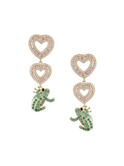 Eye Candy La Women's Luxe 18k Goldplated & Cubic Zirconia Frog Drop Earrings In Brass
