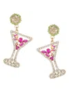 EYE CANDY LA WOMEN'S LUXE 18K GOLDPLATED & CUBIC ZIRCONIA GREEN MARTINI DROP EARRINGS