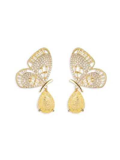 Eye Candy La Women's Luxe 18k Goldplated & Cubic Zirconia Monarch Butterfly Dangle Earrings In Brass