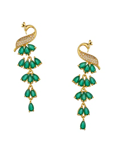 Eye Candy La Women's Luxe 18k Goldplated & Cubic Zirconia Peacock Drop Earrings In Brass