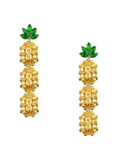 Eye Candy La Women's Luxe 18k Goldplated & Cubic Zirconia Pineapple Drop Earrings In Brass
