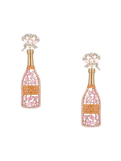 Eye Candy La Women's Luxe 18k Goldplated & Cubic Zirconia Popping Champagne Dangle Earrings