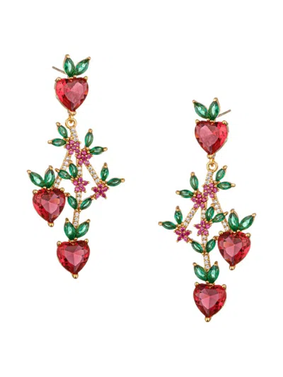 Eye Candy La Women's Luxe 18k Goldplated & Cubic Zirconia Ruby Strawberry Drop Earrings