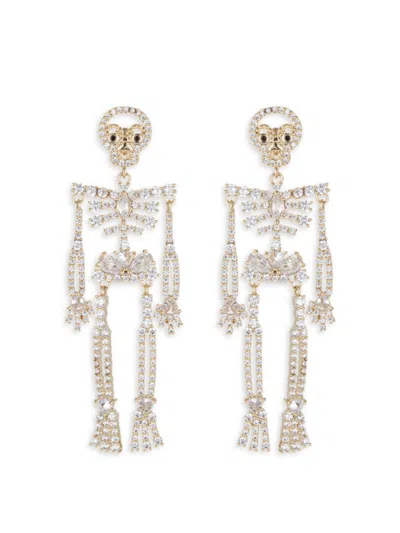 Eye Candy La Women's Luxe 18k Goldplated & Cubic Zirconia Skeleton Drop Earrings In Brass