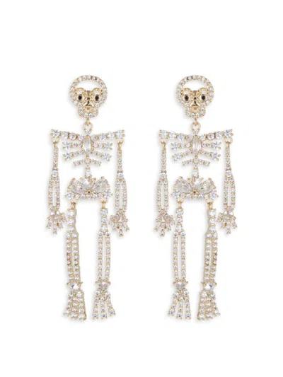 Eye Candy La Eye Candy Los Angeles Luxe Collection Cz Riley Skull Statement Earrings In Brass