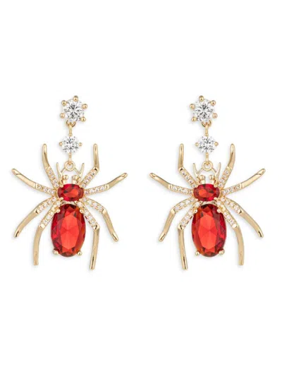 Eye Candy La Women's Luxe 18k Goldplated & Cubic Zirconia Spider Drop Earrings In Brass