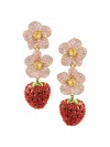 Eye Candy La Women's Luxe 18k Goldplated & Cubic Zirconia Strawberry Drop Earrings In Brass
