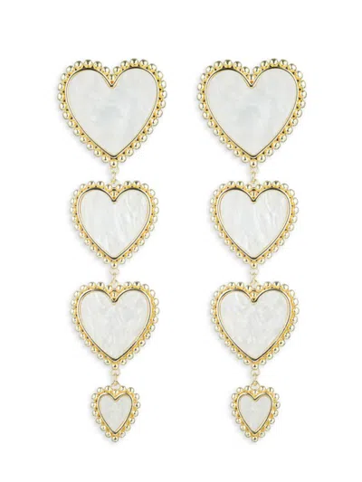 Eye Candy La Women's Luxe 18k Goldplated & Enamel Heart Drop Earrings In Brass