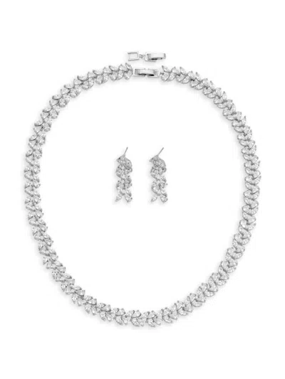 Eye Candy La Women's Luxe 2-piece Cubic Zirconia Necklace & Earrings Set In Brass