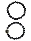 EYE CANDY LA WOMEN'S LUXE 2-PIECE ONYX STRETCH BRACELET SET