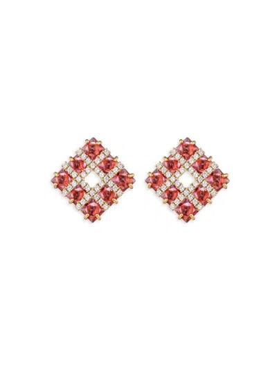 Eye Candy La Women's Luxe Abigail Goldtone & Cubic Zirconia Stud Earrings In Metal