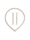 Eye Candy La Women's Luxe Alice 2-piece 18k Rose Goldplated & Cubic Zirconia Necklace & Earrings Set In Rose